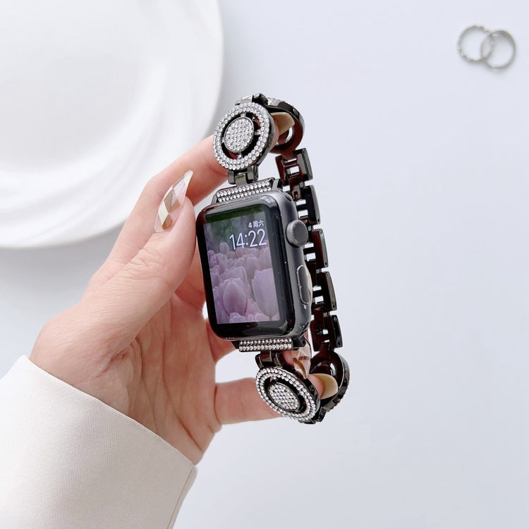 Klassisk Metal Og Rhinsten Universal Rem passer til Apple Smartwatch - Sort#serie_1