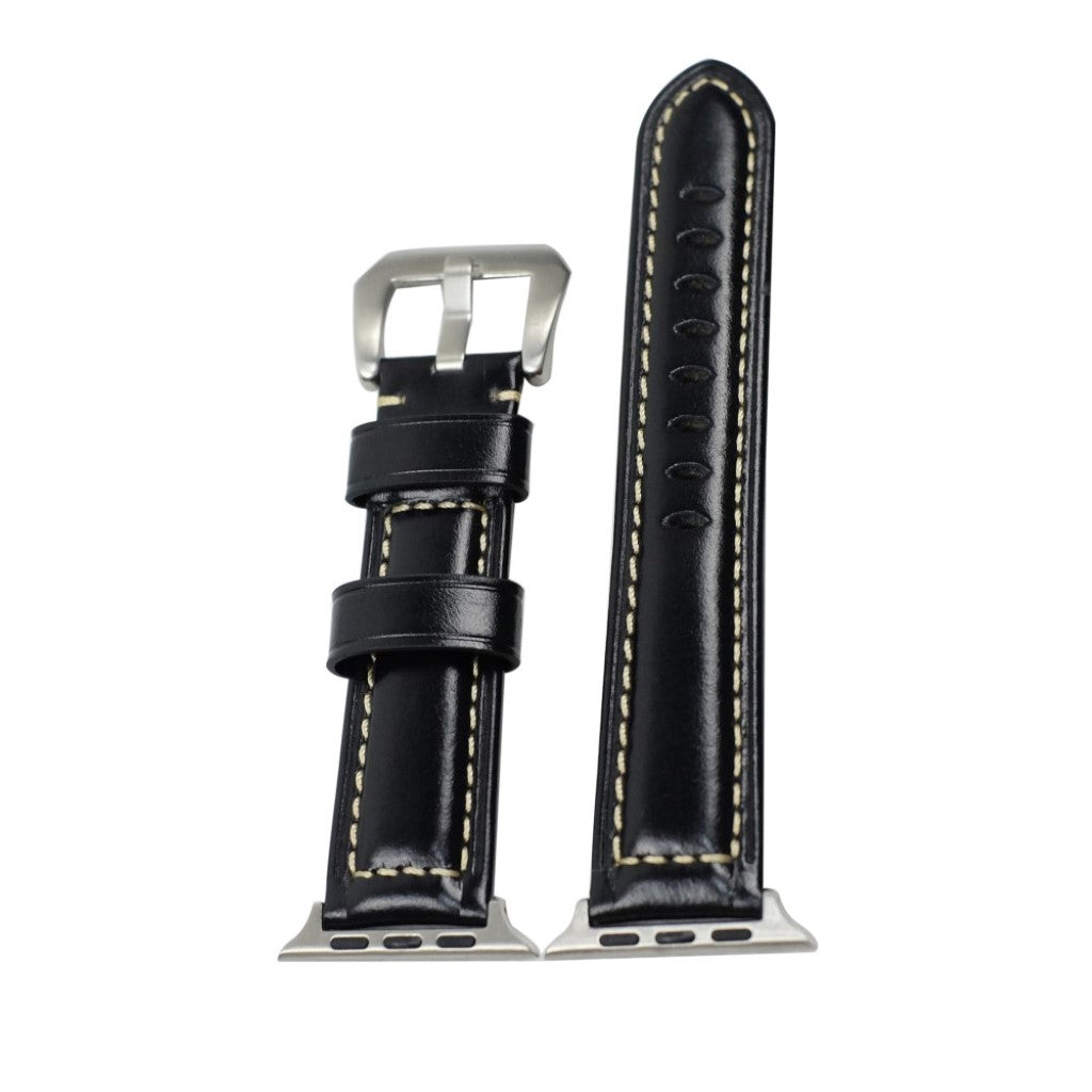 Mega holdbart Apple Watch Series 4 40mm Ægte læder Rem - Sort#serie_1