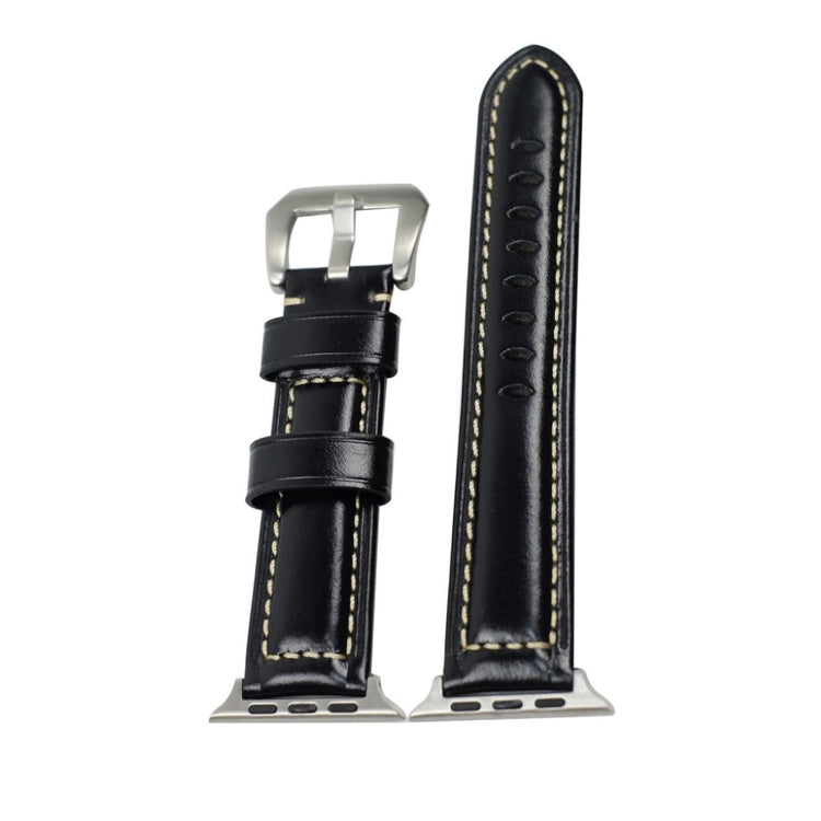 Mega holdbart Apple Watch Series 4 40mm Ægte læder Rem - Sort#serie_1