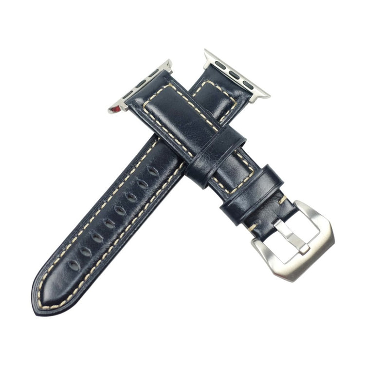Mega holdbart Apple Watch Series 4 40mm Ægte læder Rem - Blå#serie_3