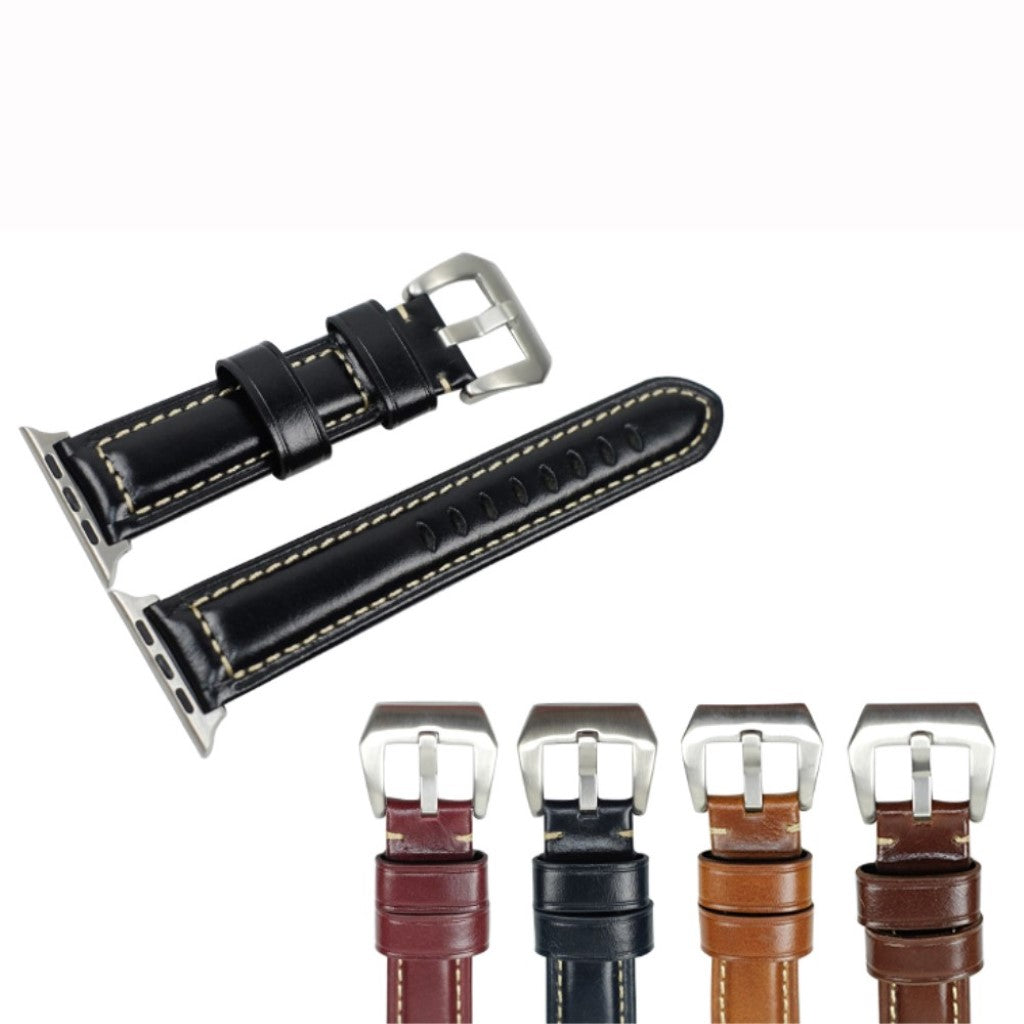 Mega holdbart Apple Watch Series 4 40mm Ægte læder Rem - Blå#serie_3