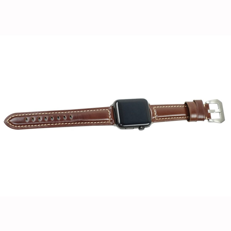 Mega holdbart Apple Watch Series 4 40mm Ægte læder Rem - Brun#serie_5