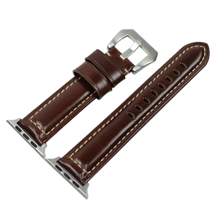 Mega holdbart Apple Watch Series 4 40mm Ægte læder Rem - Brun#serie_5