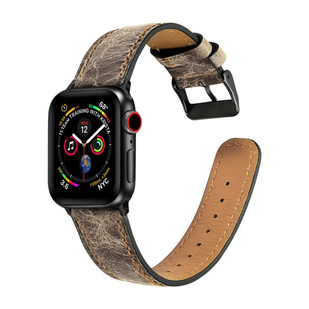 Meget fantastisk Apple Watch Series 4 40mm Ægte læder Rem - Sølv#serie_2