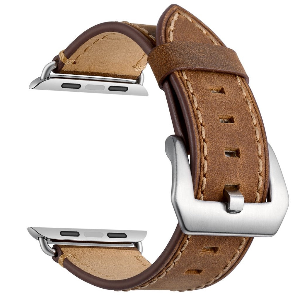  Apple Watch Series 5 40mm / Apple Watch 40mm Ægte læder Rem - Brun#serie_2