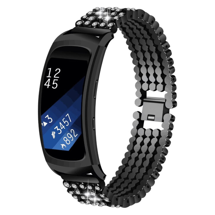 Meget godt Samsung Gear Fit2 Metal og Rhinsten Rem - Sort#serie_3