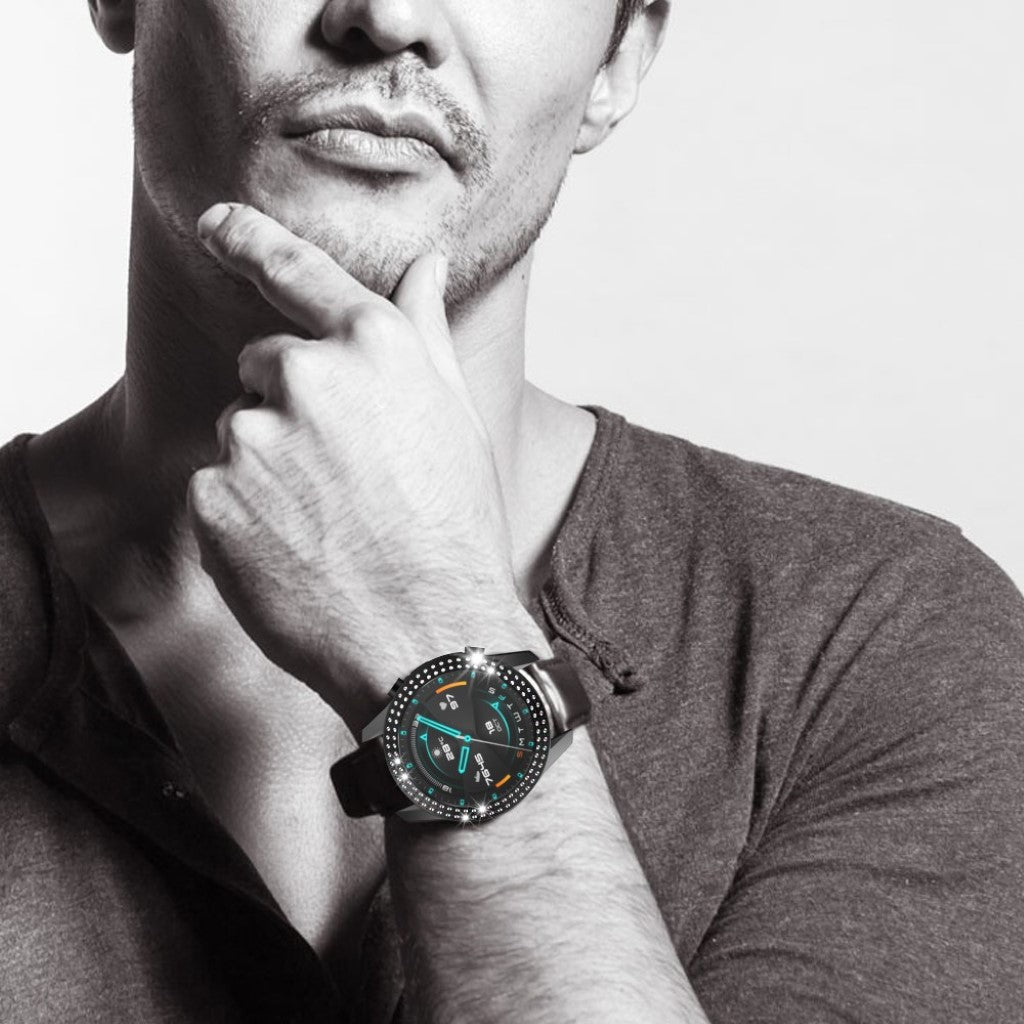 Meget Flot Huawei Watch GT 2 46mm Rhinsten og Silikone Cover - Sort#serie_1