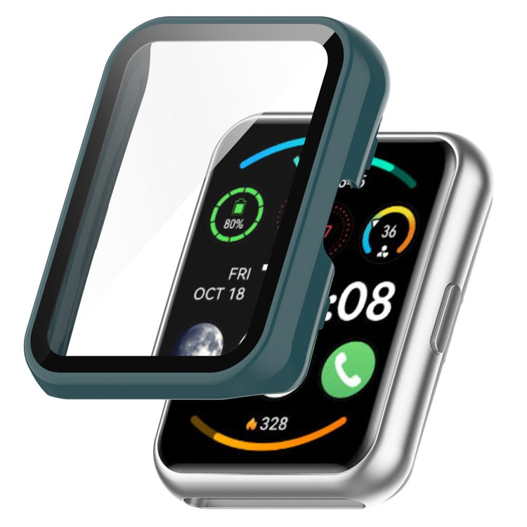 Super Fint Huawei Watch Fit 2 Cover med Skærmbeskytter i Plastik og Hærdet Glas - Grøn#serie_3