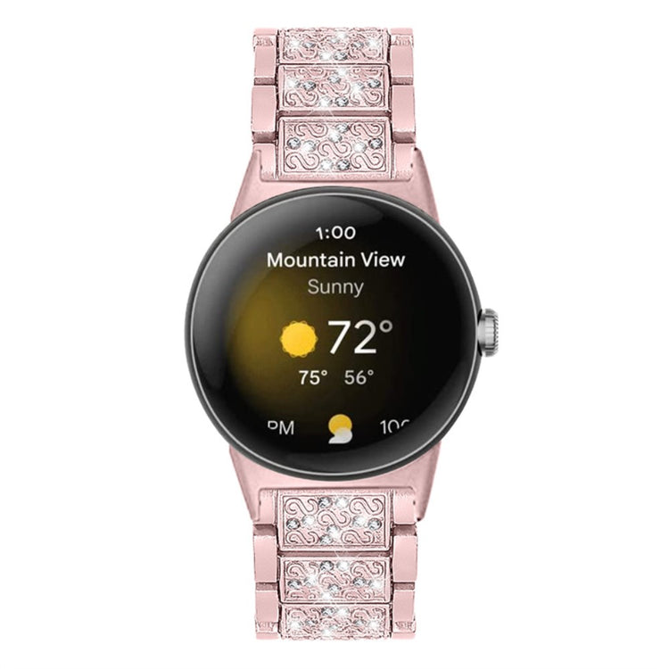 Sejt Google Pixel Watch Metal og Rhinsten Rem - Pink#serie_2