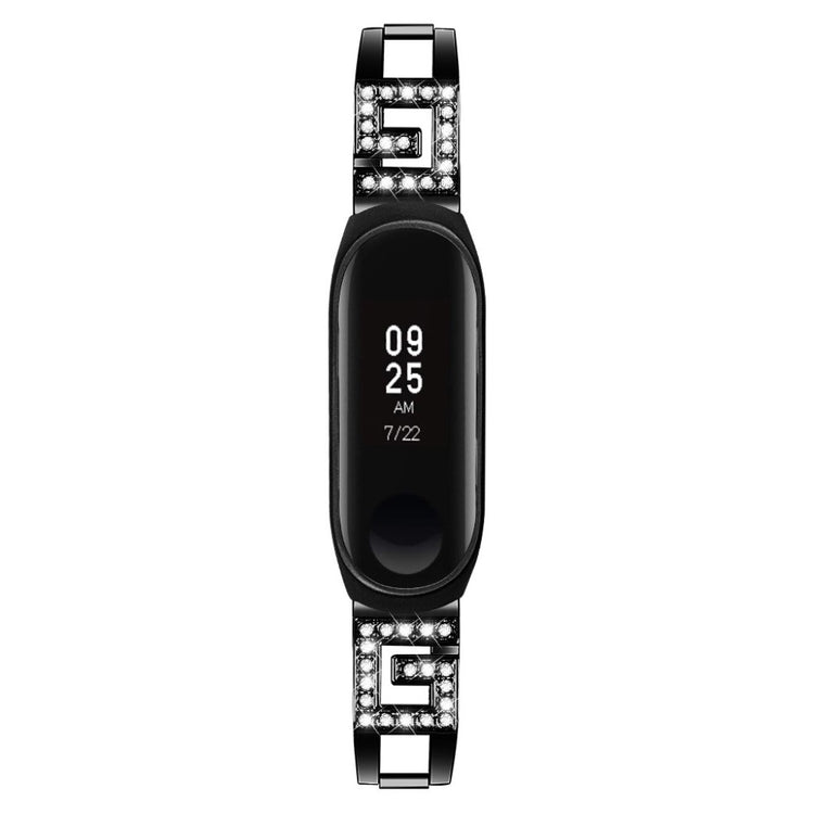 Xiaomi Mi Band 3 / Xiaomi Mi Smart Band 4 Metal og Rhinsten Rem - Sort#serie_1