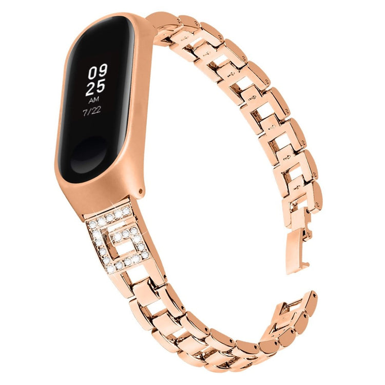 Xiaomi Mi Band 3 / Xiaomi Mi Smart Band 4 Metal og Rhinsten Rem - Pink#serie_3
