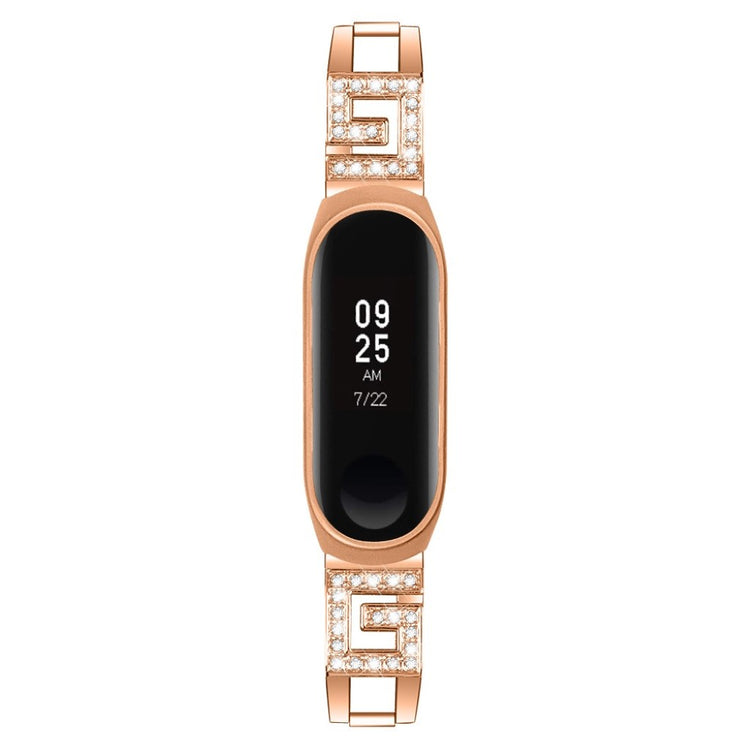 Xiaomi Mi Band 3 / Xiaomi Mi Smart Band 4 Metal og Rhinsten Rem - Pink#serie_3
