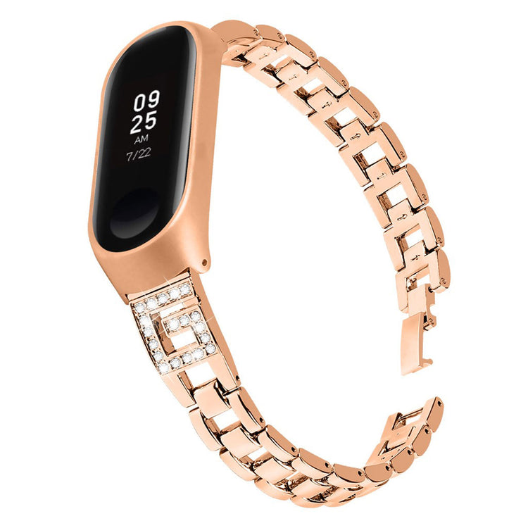Xiaomi Mi Band 3 / Xiaomi Mi Smart Band 4 Metal og Rhinsten Rem - Pink#serie_3