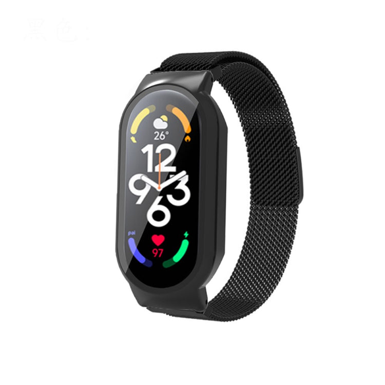 Meget skøn Xiaomi Mi Band 7 Metal og Glas Rem - Sort#serie_040