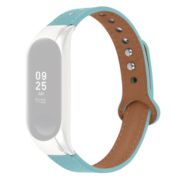 Xiaomi Mi Smart Band 4 / Xiaomi Mi Band 3 Ægte læder Rem - Blå#serie_10