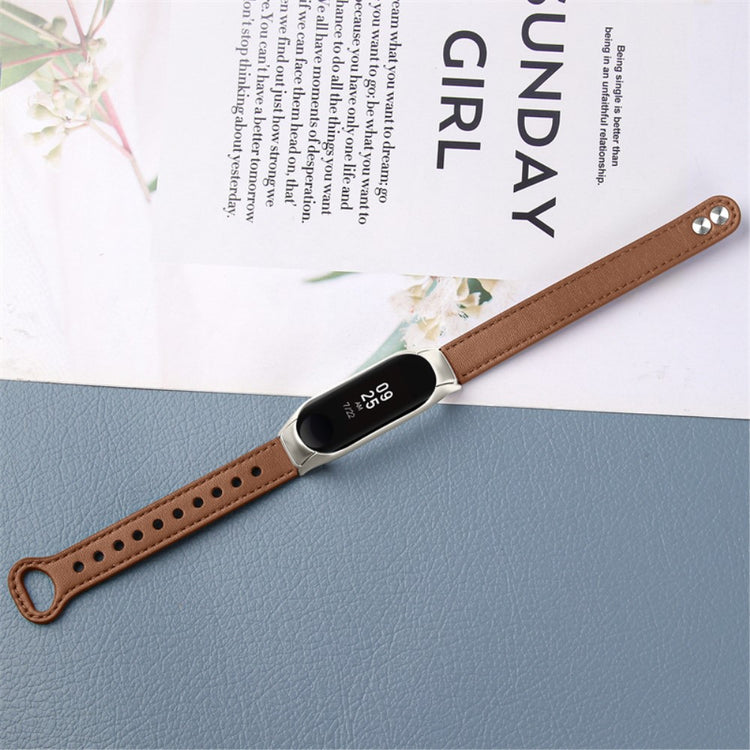 Xiaomi Mi Smart Band 4 / Xiaomi Mi Band 3 Ægte læder Urrem - Brun#serie_11