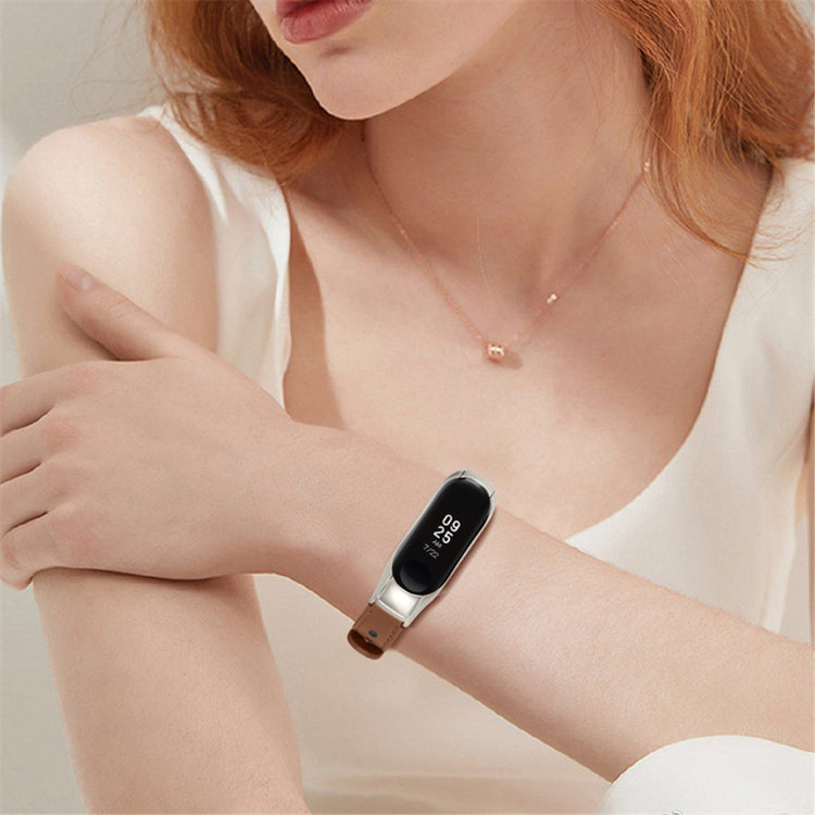 Xiaomi Mi Smart Band 4 / Xiaomi Mi Band 3 Ægte læder Urrem - Brun#serie_11