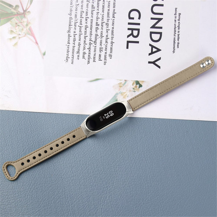 Xiaomi Mi Smart Band 4 / Xiaomi Mi Band 3 Ægte læder Urrem - Beige#serie_3