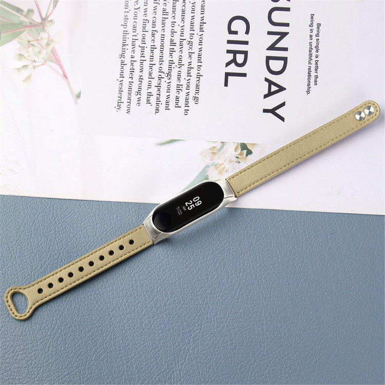 Xiaomi Mi Smart Band 4 / Xiaomi Mi Band 3 Ægte læder Urrem - Beige#serie_5