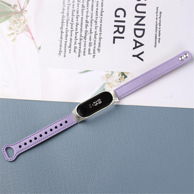 Xiaomi Mi Smart Band 4 / Xiaomi Mi Band 3 Ægte læder Urrem - Lilla#serie_6