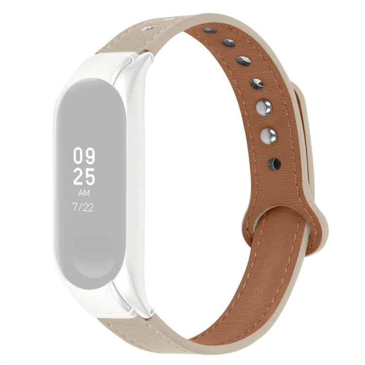 Xiaomi Mi Smart Band 4 / Xiaomi Mi Band 3 Ægte læder Rem - Hvid#serie_7