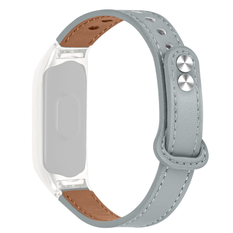 Xiaomi Mi Smart Band 4 / Xiaomi Mi Band 3 Ægte læder Urrem - Sølv#serie_8