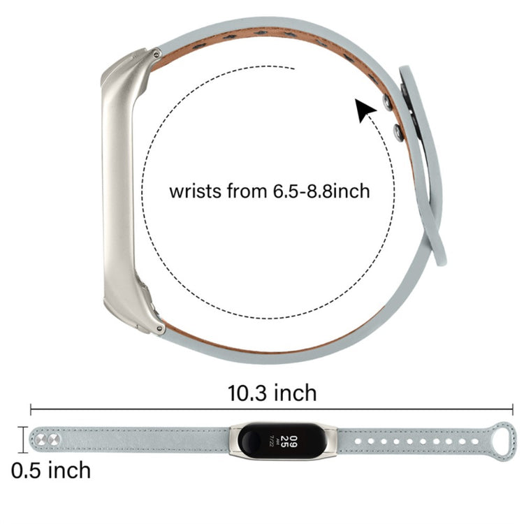 Xiaomi Mi Smart Band 4 / Xiaomi Mi Band 3 Ægte læder Urrem - Sølv#serie_8