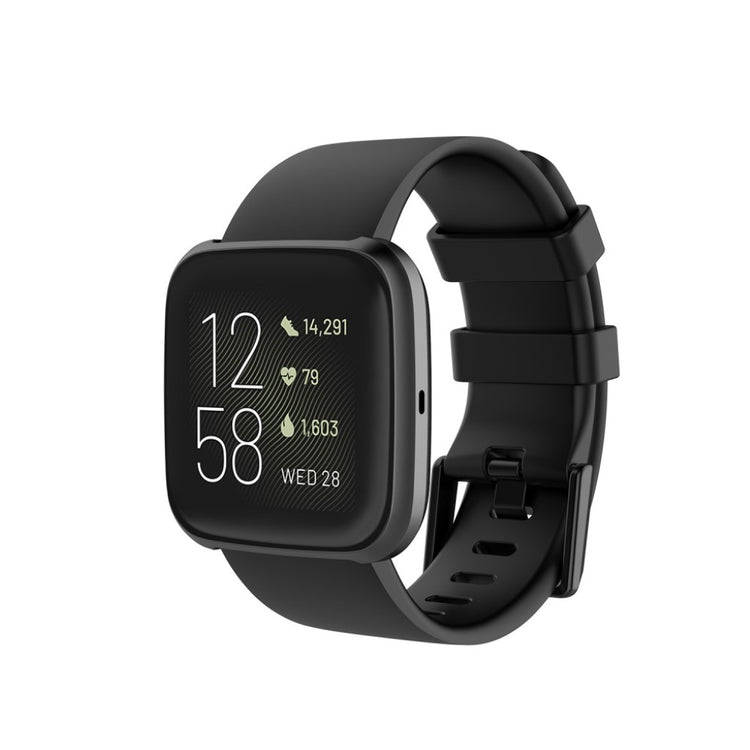 Stilfuld Fitbit Versa 2 / Fitbit Versa Lite Silikone Rem - Størrelse: L - Sort#serie_1