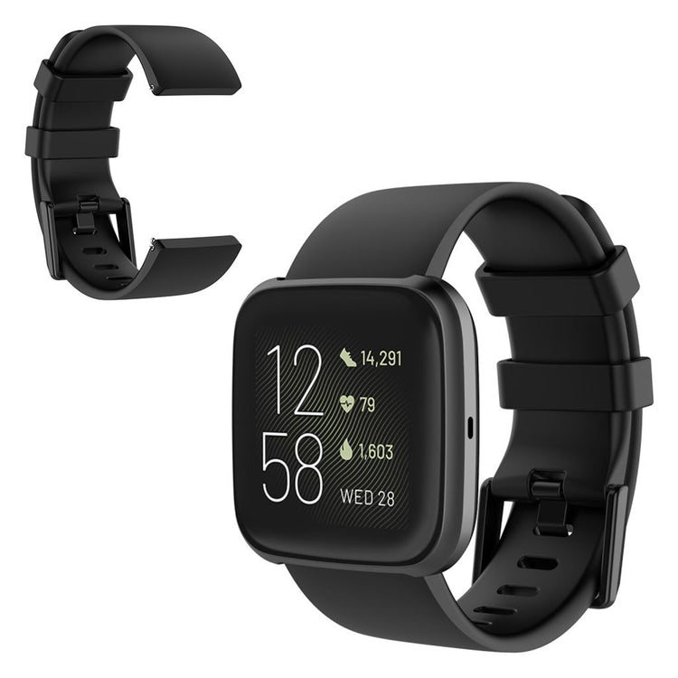 Stilfuld Fitbit Versa 2 / Fitbit Versa Lite Silikone Rem - Størrelse: L - Sort#serie_1