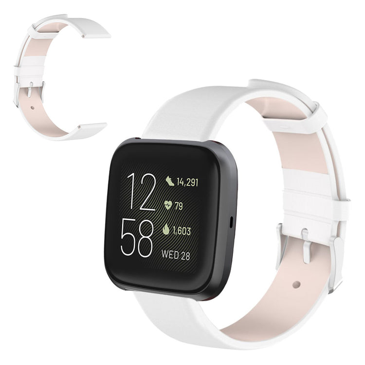 Mega fed Fitbit Versa Lite / Fitbit Versa 2 Kunstlæder Rem - Hvid#serie_2