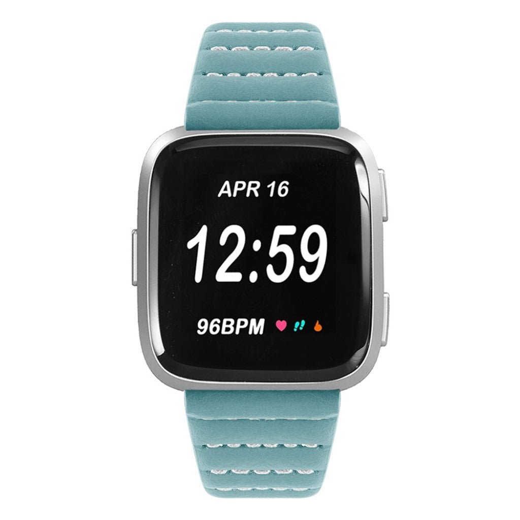 Kønt Fitbit Versa Lite Ægte læder Rem - Grøn#serie_3