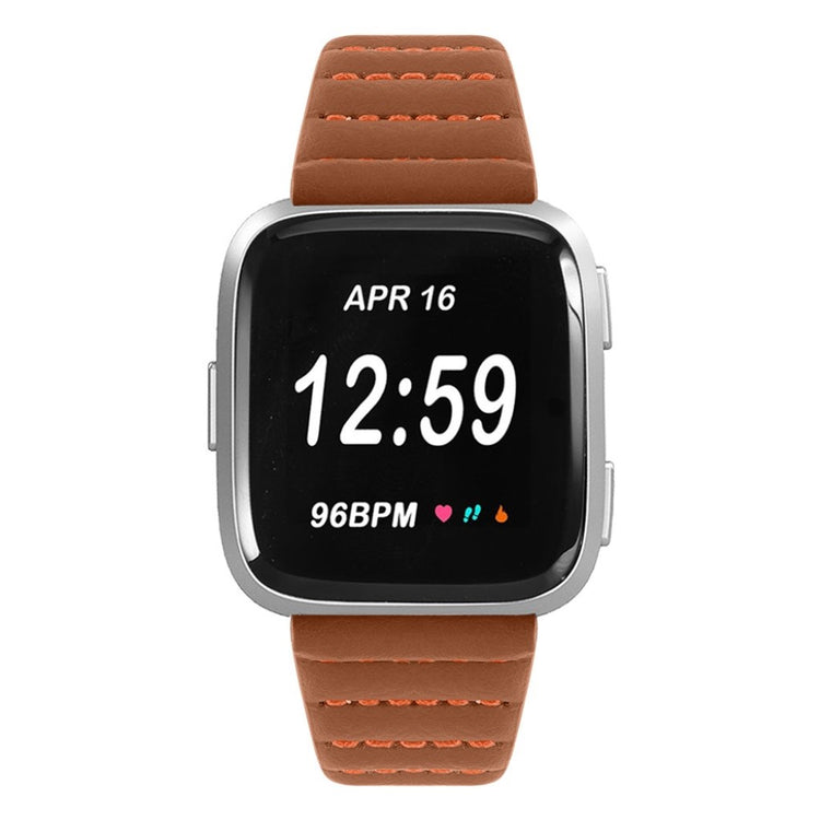 Kønt Fitbit Versa Lite Ægte læder Rem - Brun#serie_4