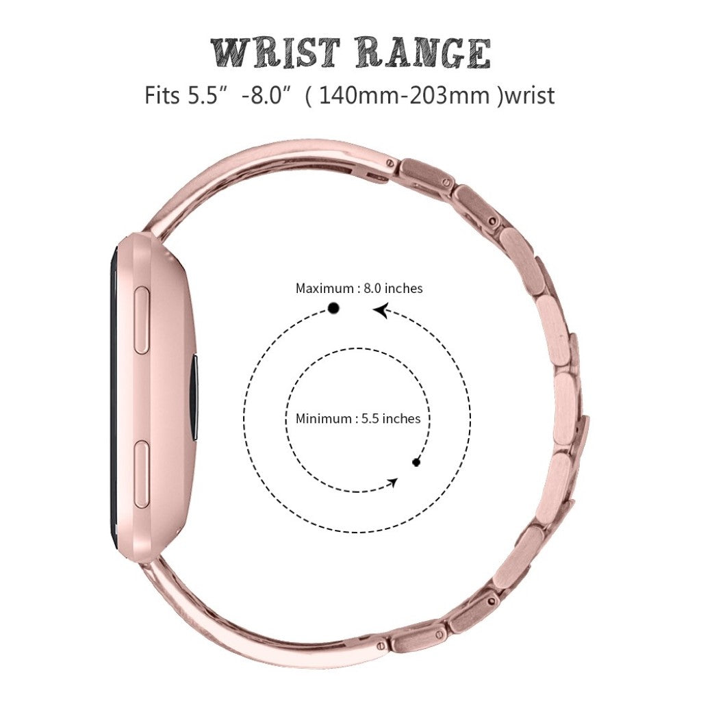 Klassisk Fitbit Versa Lite Metal og Rhinsten Rem - Pink#serie_2