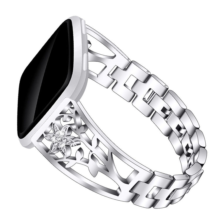 Nydelig Fitbit Versa Lite Metal og Rhinsten Rem - Sølv#serie_014