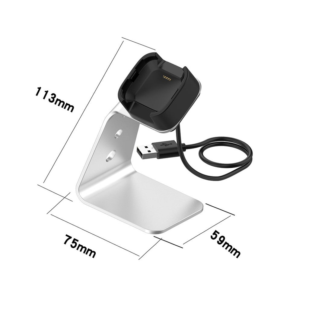 Metal Fitbit Versa Lite Ladestation - Sølv#serie_2