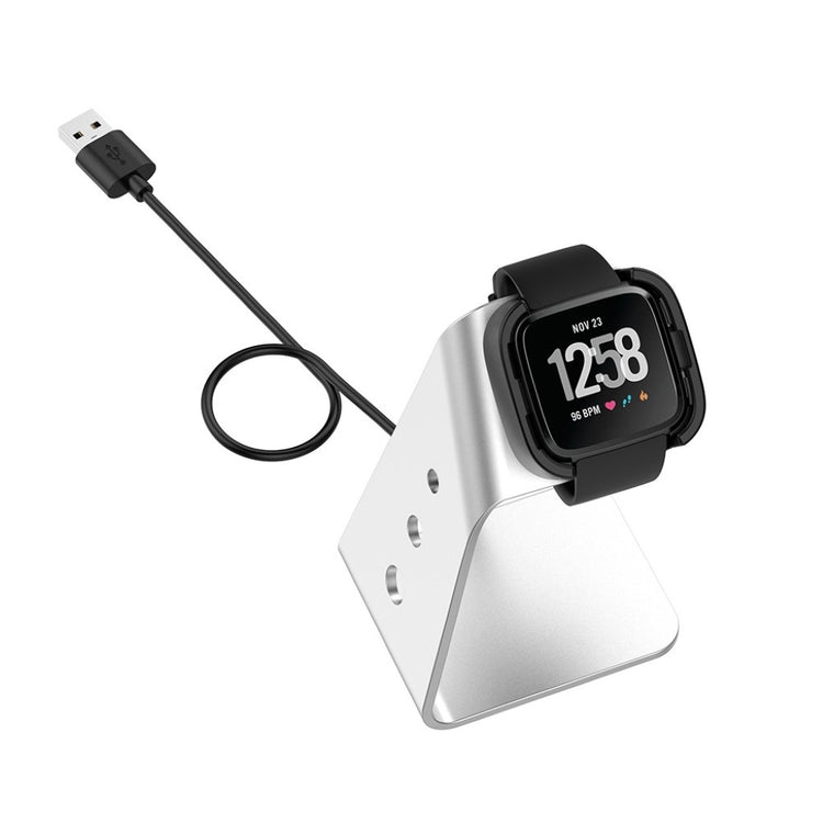 Metal Fitbit Versa Lite Ladestation - Sølv#serie_2