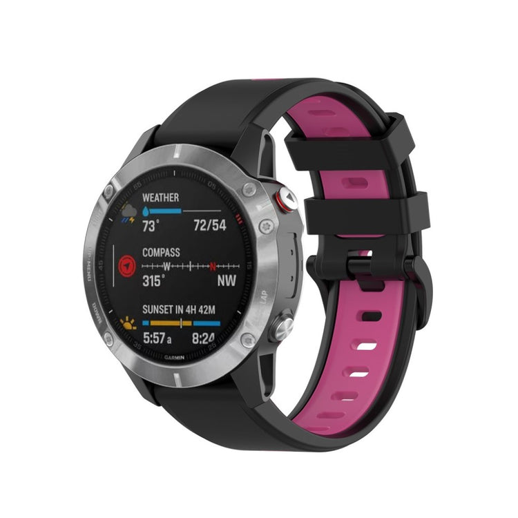 Superflot Garmin Fenix 6 / Garmin Fenix 5 Silikone Rem - Sort#serie_5