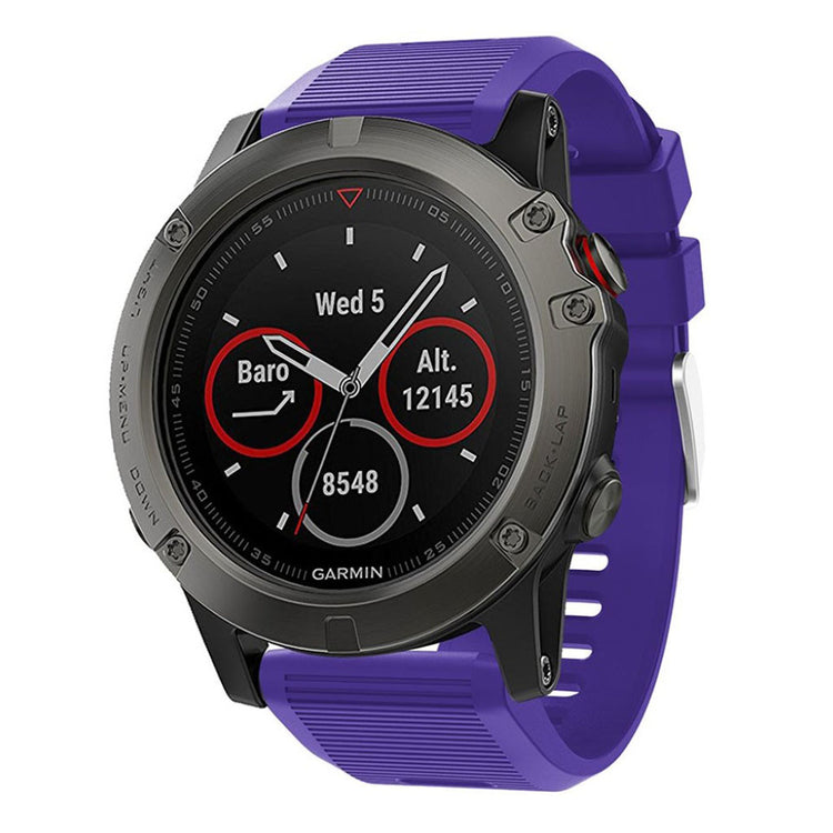 Tidsløst Garmin Fenix 5X Plus Silikone Rem - Lilla#serie_2