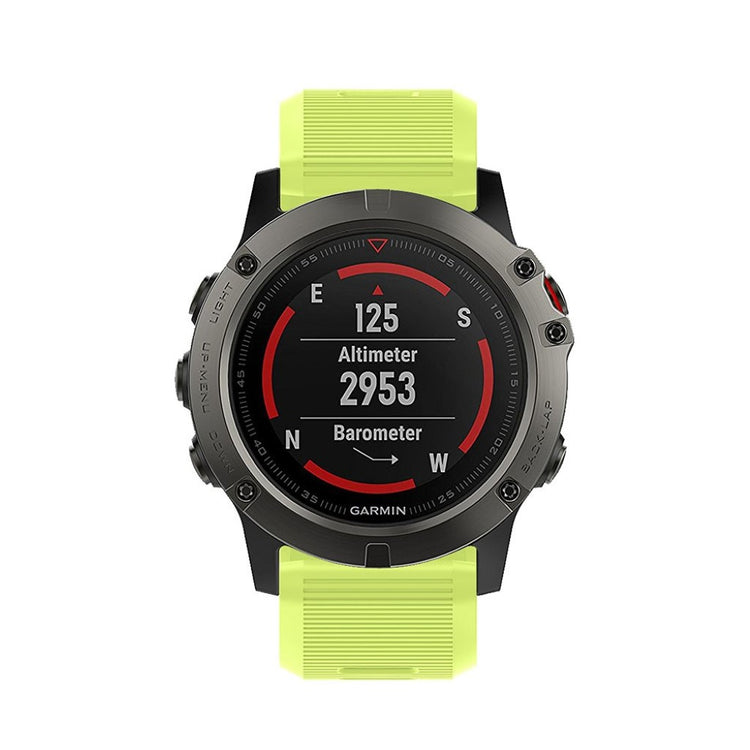 Tidsløst Garmin Fenix 5X Plus Silikone Rem - Gul#serie_9