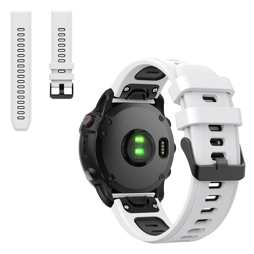 Dual color silicoone watch band for Garmin watch - White / Black#serie_1