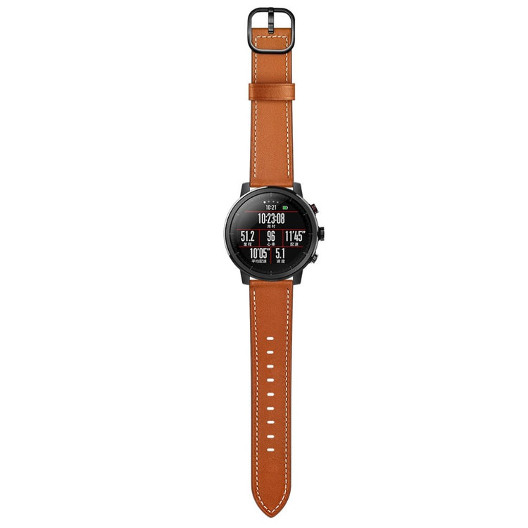 Nydelig Amazfit Stratos 2 \ 2s / Amazfit 1 Ægte læder Rem - Brun#serie_3