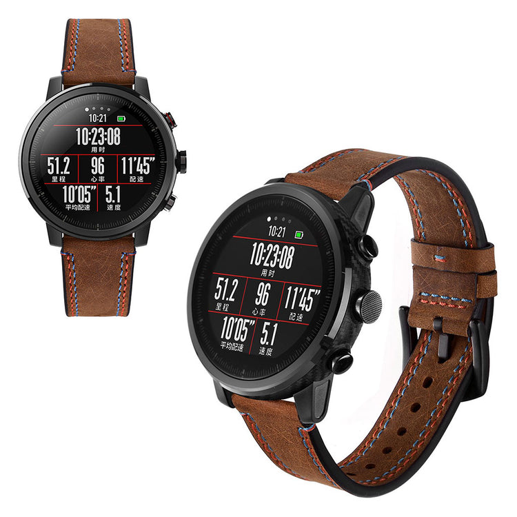 Rigtigt sejt Amazfit Smartwatch 2 Ægte læder Rem - Brun#serie_2