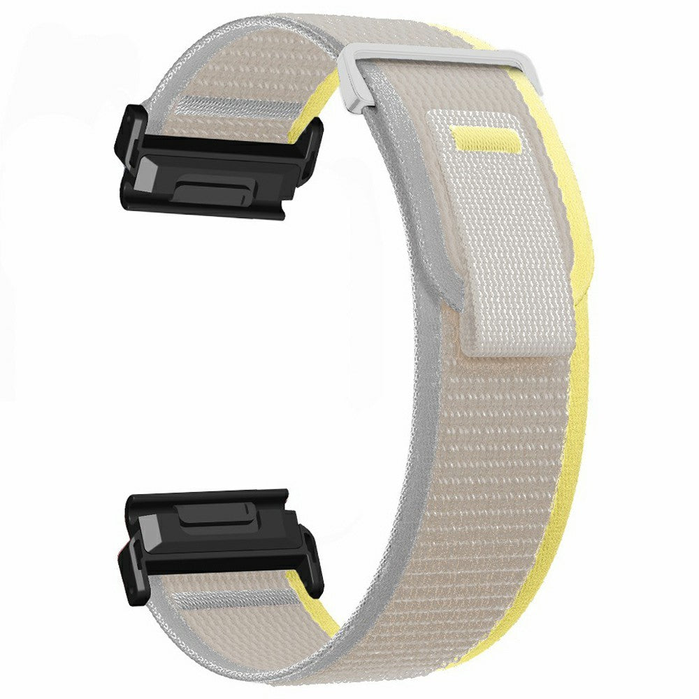 Watch Band for Garmin Fenix 7 / 6 / 5 Replacement Nylon Adjustable Loop Fastener Strap - Cream+White#serie_7