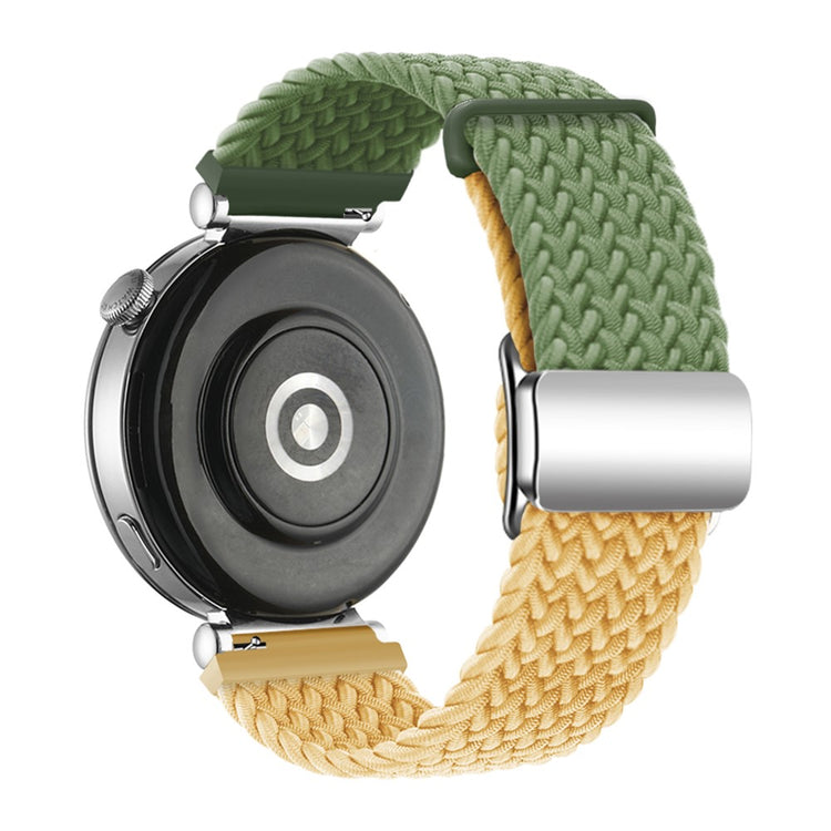 Huawei Watch GT 4 41mm Universal 18mm Watch Strap Woven Wrist Band with Silver Magnetic Buckle - Green+Yellow#serie_14