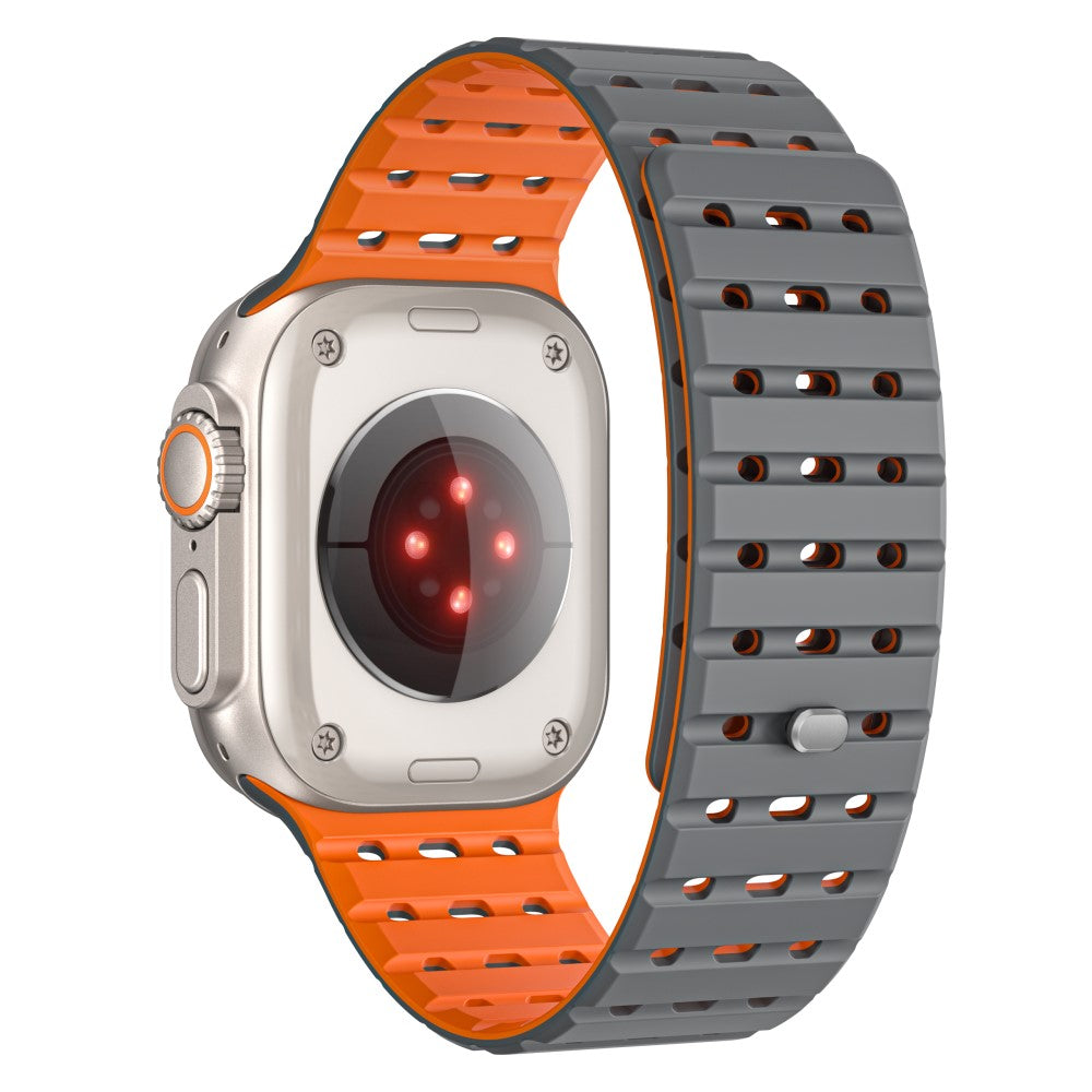 Apple Watch Series 49mm - 45mm - 44mm - 42mm Magnetic Silicone Watch Band - Grey+Orange#serie_5