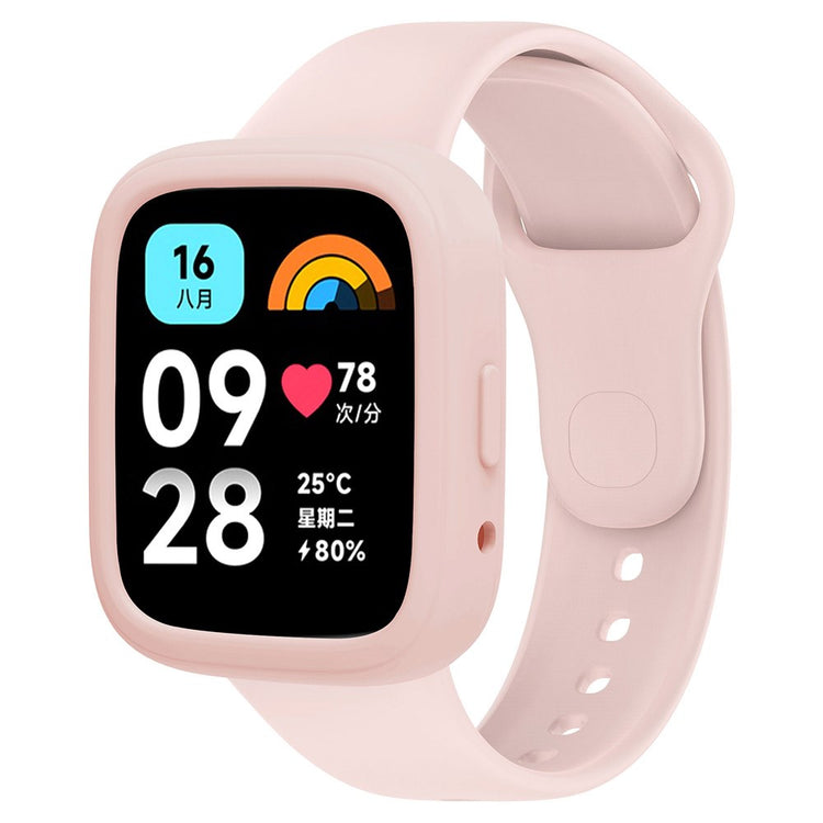 Xiaomi Redmi Watch 3 Active Silicone Strap Replacement Wrist Band with Watch Case - Light Pink#serie_7