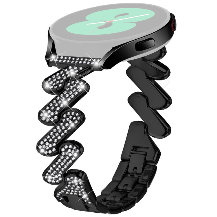 Samsung Galaxy Watch FE 40mm Bling Rhinestone Decor Watch Band Hard Alloy Bracelet - Black#serie_1