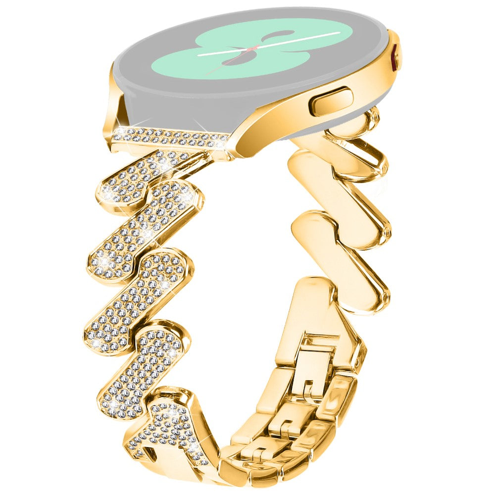 Samsung Galaxy Watch FE 40mm Bling Rhinestone Decor Watch Band Hard Alloy Bracelet - Gold#serie_2
