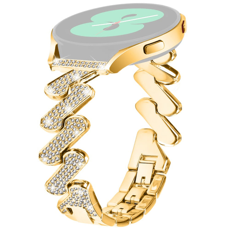 Samsung Galaxy Watch FE 40mm Bling Rhinestone Decor Watch Band Hard Alloy Bracelet - Gold#serie_2