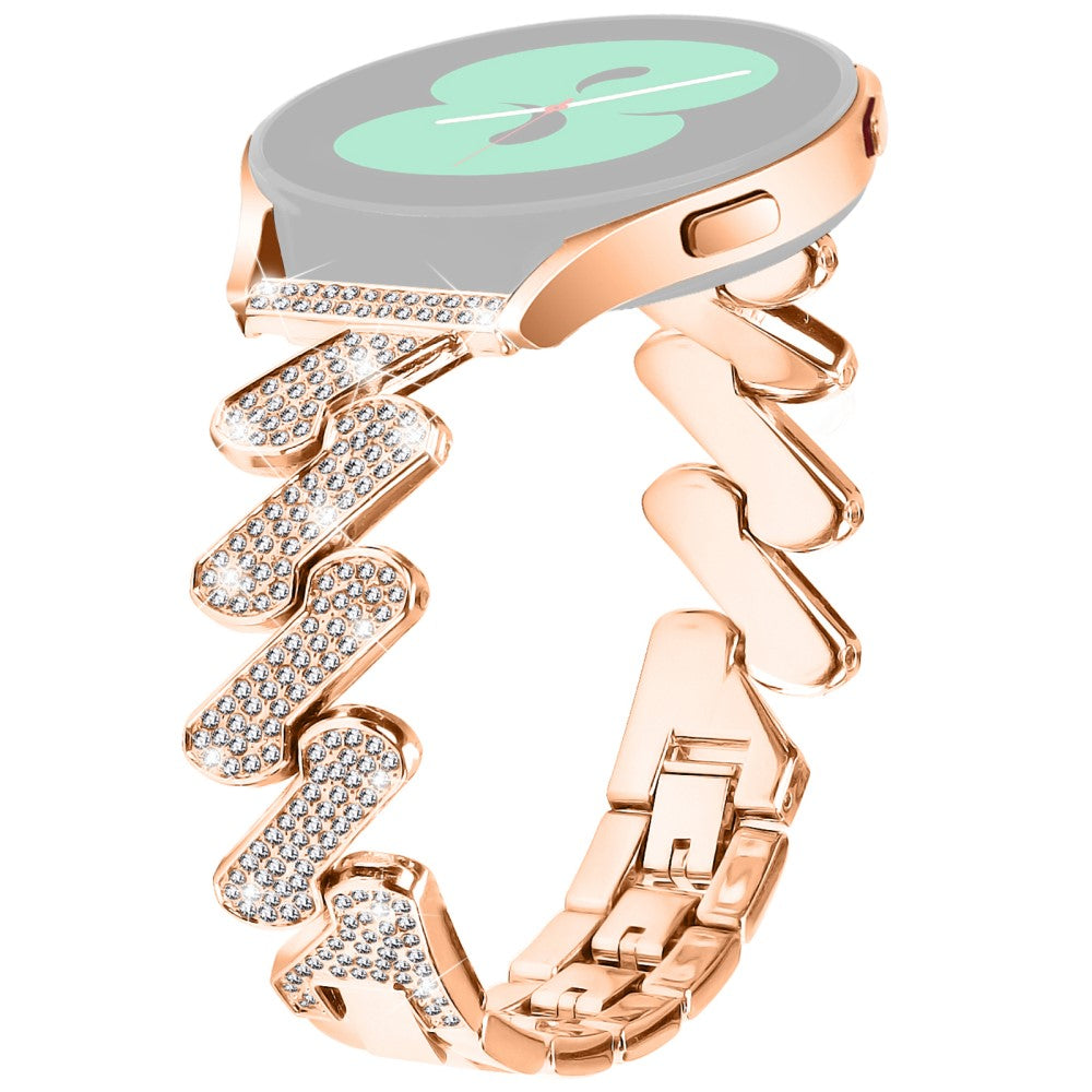 Samsung Galaxy Watch FE 40mm Bling Rhinestone Decor Watch Band Hard Alloy Bracelet - Rose Gold#serie_3